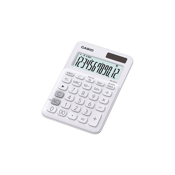 Casio MS-20UC Tischrechner Weiß Display (Stellen): 12 solarbetrieben, batteriebetrieben (B x H x T) 105 x 23 x 149.5 mm