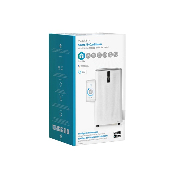 Nedis Mobile Klimaanlage SmartLife Weiss 36 x 36 x 72 cm 9000 BTU 60 m²