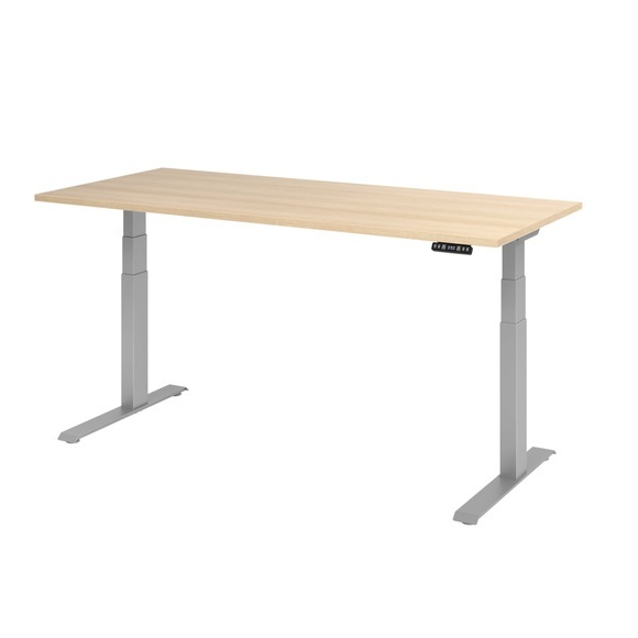 UPLINER-K - Schreibtisch, elektrisch höhenverstellbar 640 - 1290 mm, BxT 1800 x 800 mm Platte Eiche-Dekor
