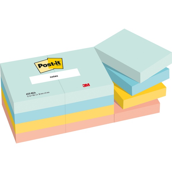 POST-IT Beachside Collection 38x51mm 653-12-BEA 4-farbig ass./12x100 Blatt