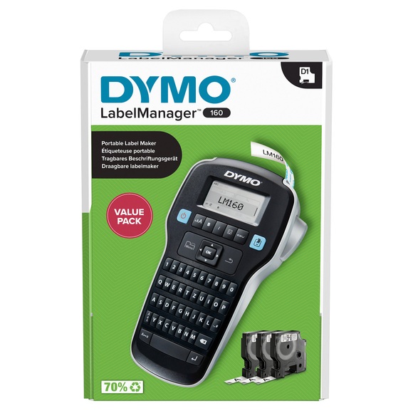 DYMO Labelmanager 160 Value Pack Beschriftungsgerät Geeignet für Schriftband: D1 12 mm, 9 mm, 6 mm