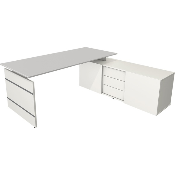Kerkmann Schreibtisch Form 4 L-Förmig Weiss 1950 x 1770 x 740 mm