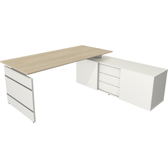 Kerkmann Schreibtisch Form 4 L-Förmig Weiss 1950 x 1770 x 740 mm