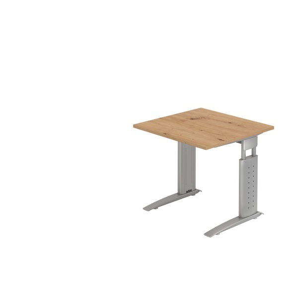 Hammerbacher Schreibtisch US08 80X80CM Eiche Silber
