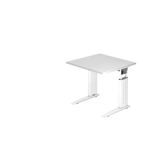 Schreibtisch TARVIS, C-Fuß, Quadrat, B 800 mm, Gestell weiß, höhenverstellbar, weiß