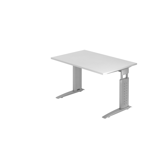 Schreibtisch TARVIS, C-Fuß, Rechteck, B 1200 mm, Gestell silber, höhenverstellbar, Gestell silber, weiß