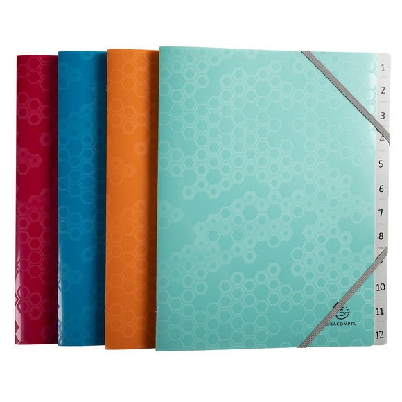 Exacompta Sammelmappe A4 1 bis 12 Recycled PP 12P Assorted 58310E 250 x 320 mm 8 Stück