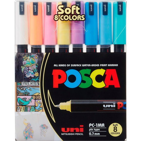 Uni Marqueur POSCA Softcolors 0,7 mm, 8