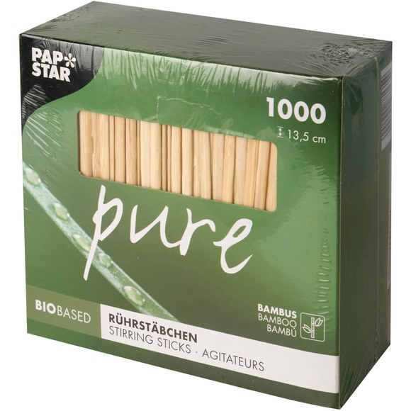 Papstar Rührstäbchen Pure Bambus 150 mm 1000 Stück