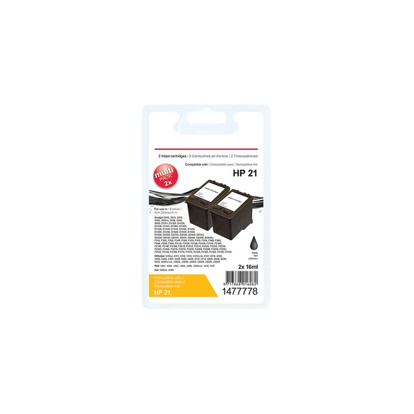 Kompatible Office Depot HP 21 Tintenpatrone C9351AE Schwarz 2 Stück