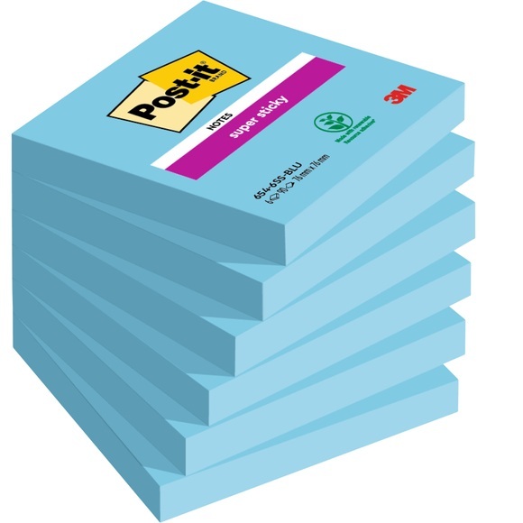 Post-it Super Sticky Haftnotizen 76 x 76 mm Ultrablau 6 Blöcke à 90 Blatt
