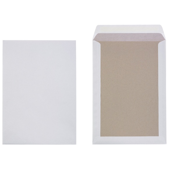 Office Depot Versandtaschen mit Papprückwand C4 120 g/m² Weiss Ohne Fenster Abziehstreifen 229 x 324 mm 100 Stück