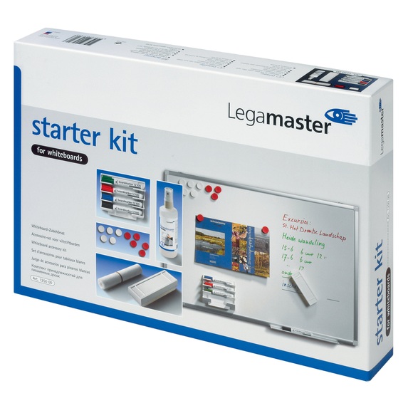 Legamaster Whiteboardmarker boardmarker Starter Kit Schwarz, Blau, Rot, Grün inkl. Tafellöscher, Reiniger, Magneten