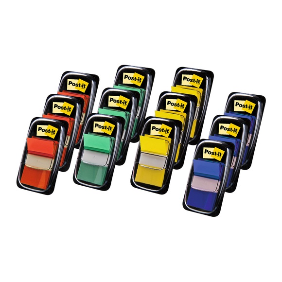 Post-it Index Haftmarker 25,4 x 43,2 mm Farbig sortiert 50 Streifen Vorteilspackung 10 + 2 Gratis