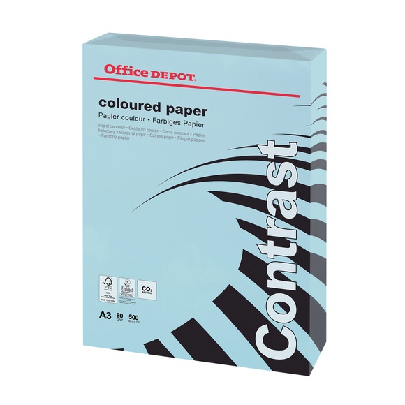 Office Depot Farbiges Kopier-/ Druckerpapier DIN A3 80 g/m² Blau 500 Blatt