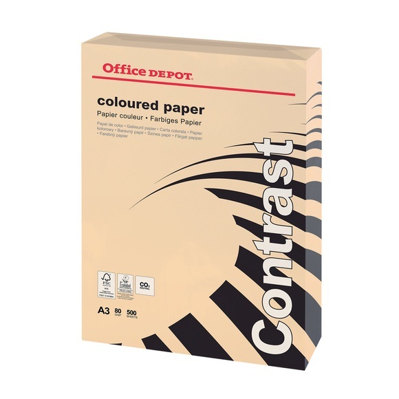 Office Depot Farbiges Kopier-/ Druckerpapier A3 80 g/m² Lachs Pink 500 Blatt