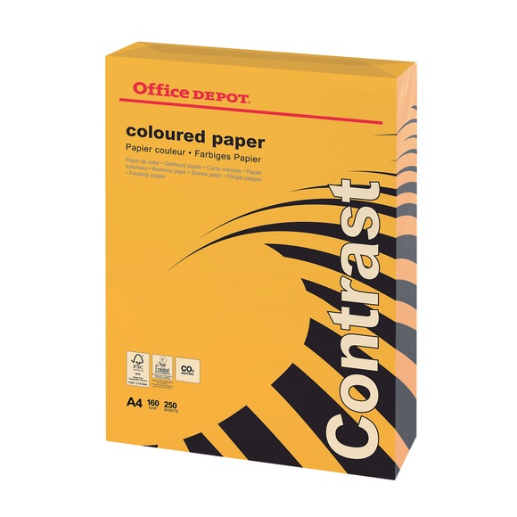 Office Depot Farbiges Kopier-/ Druckerpapier DIN A4 160 g/m² Orange 250 Blatt