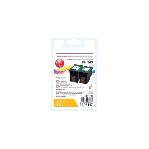 Kompatible Office Depot HP 343 Tintenpatrone CB332EE 3 Farbig 2 Stück