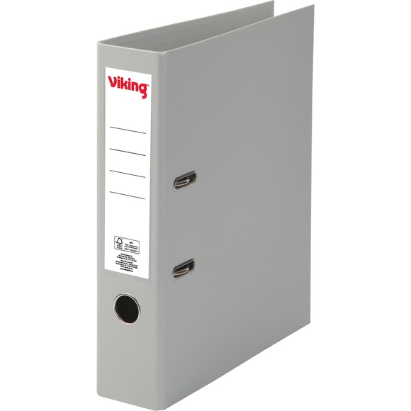 Viking Ordner A4 hoch 75 mm Grau 2 Ringe Karton, PP (Polypropylen) Matt Hochformat