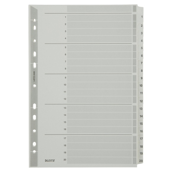 Leitz Register 4326 DIN A4 Weiß 20-teilig 11-fach Karton 1 bis 20
