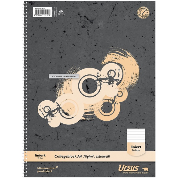 Ursus-Stil A4 Drahtgebunden Dunkelgrau Papierumschlag Notizbuch mit 80 Blatt