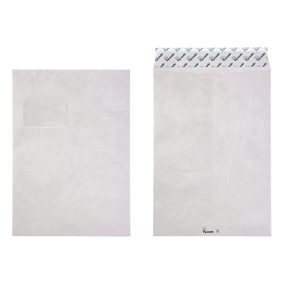 Tyvek Versandtaschen C4 54 g/m² Weiss Mit Fenster Abziehstreifen 229 x 324 mm 100 Stück