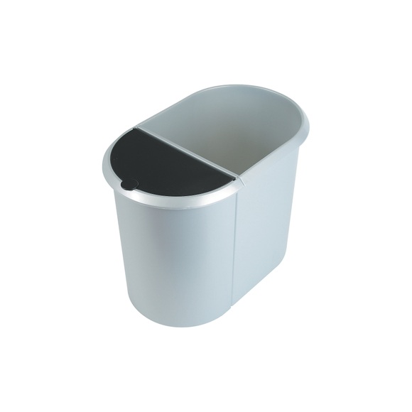 helit System-Papierkorb DUO Deckel schwarz, Korpus silber, VE 2 Stk