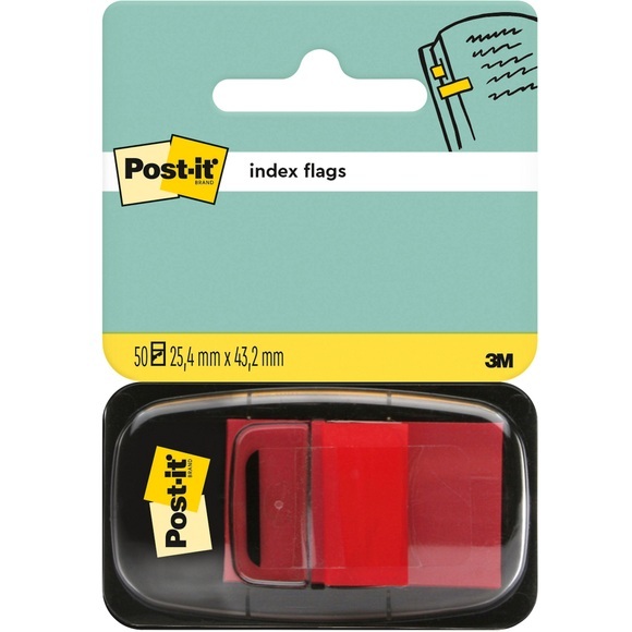 Post-it Haftstreifenspender Index 680-1 Farbe des Haftstreifens: Rot 7000029852