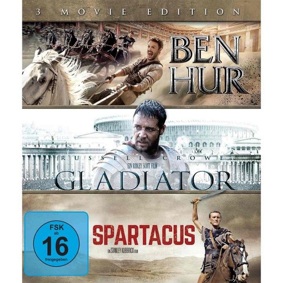Ben Hur / Gladiator / Spartacus - 3 Movie Edition, 3 Blu-ray