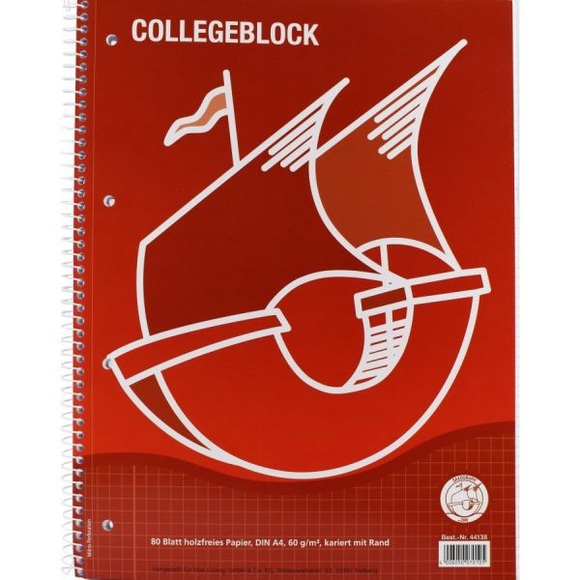 Block Collegeblock A4 80 Blatt kariert mit Rand