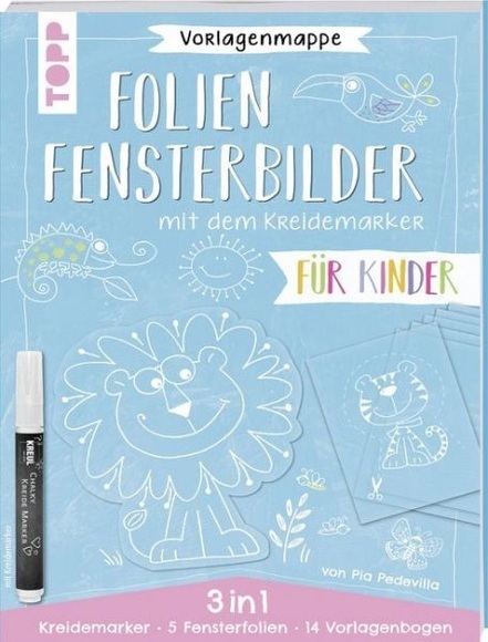 Vorlagenmappe Folien-Fensterbilder mit dem Kreidemarker für Kinder