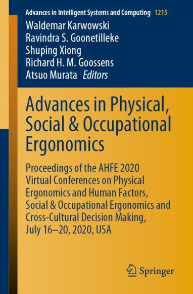 Advances in Physical, Social & Occupational Ergonomics: Proceedings of the AHFE 2020 Virtual Confere
