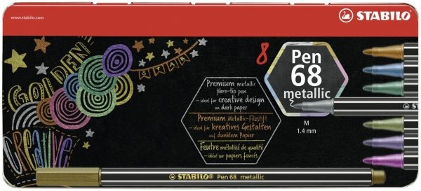 STABILO® Filzstift STABILO® Pen 68 METALLIC 8er im Metalletui