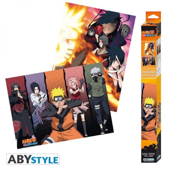 Accessory - Set 2 x - Poster Naruto Shippuden - Groupes und 52 x 35 cm - Multicolor