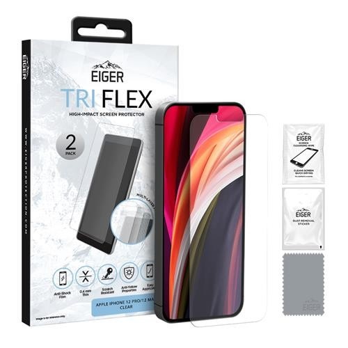 2er Set Eiger iPhone 12 / 12 Pro Tri Flex Display Schutzfolie (EGSP00629)