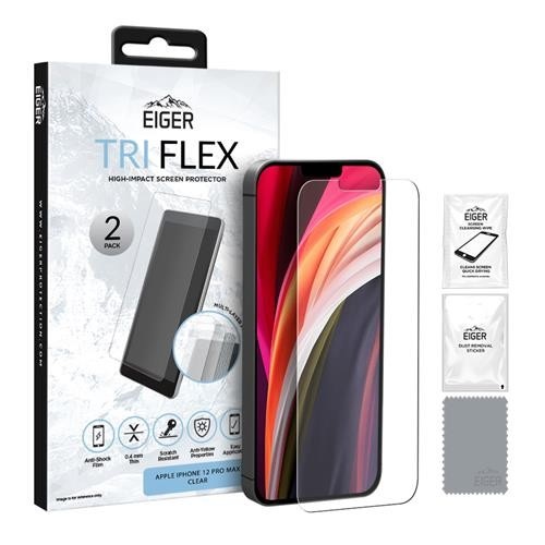 2er Set Eiger iPhone 12 Pro Max Tri Flex Display Schutzfolie (EGSP00631)