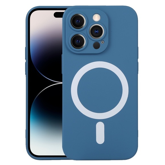 Silikon Magsafe Handyhülle für iPhone 14 Pro Max (Blau)