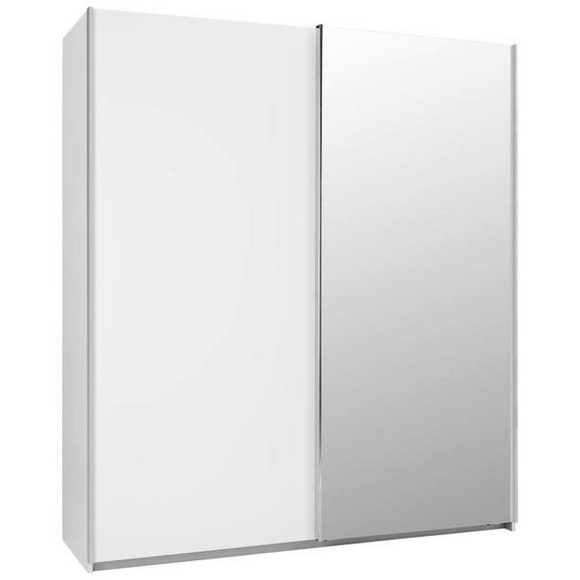 Schwebetürenschrank in Weiss mit Spiegel
