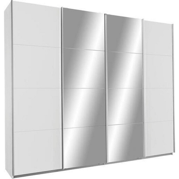 Schwebetürenschrank in Weiß mit Spiegel