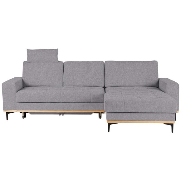 Ecksofa in Grau Metallfuss Schwarz