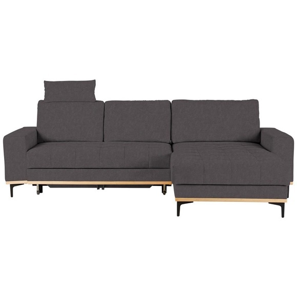 Ecksofa in Dunkelgrau Metallfuss Schwarz