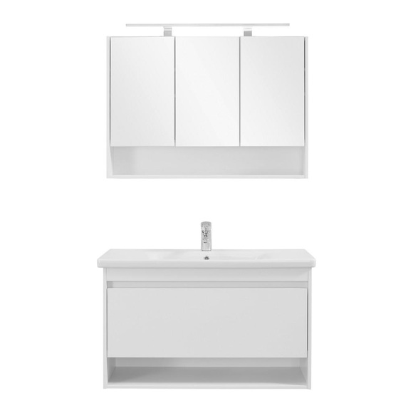 Badezimmer 'Bennett' mit Waschbecken & Spiegelschrank