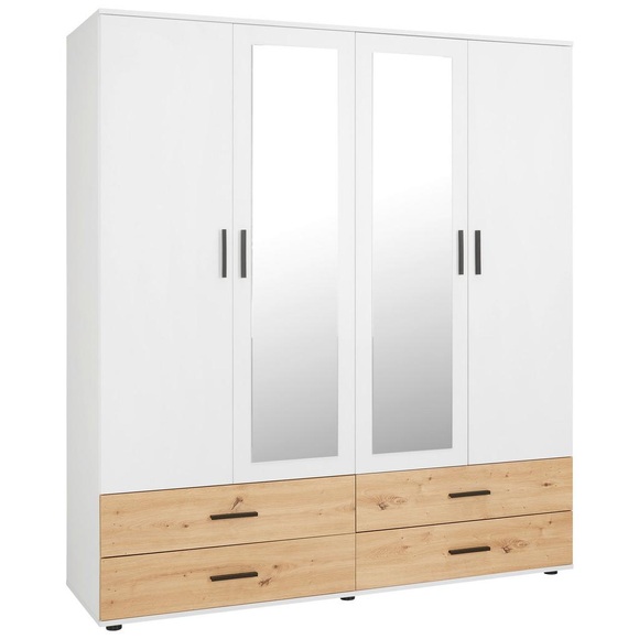 Kleiderschrank in Weiss/Eichefarben