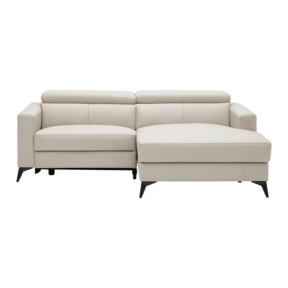Ecksofa Bari Beige Lederlook Echtleder Beige 