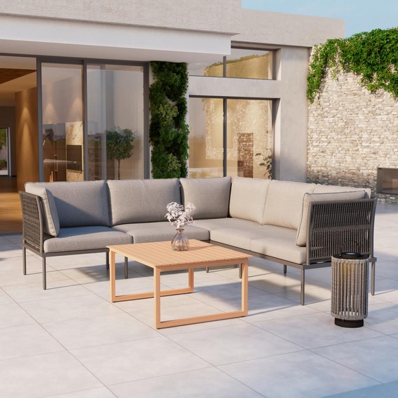 Gartenlounge Elora Hellgrau Textil/Metall