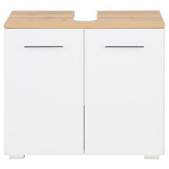 Waschbeckenunterschrank in Weiss/Eichefarben