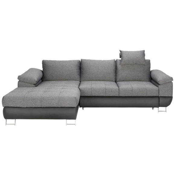 Wohnlandschaft in Grau mit Bettfunktion