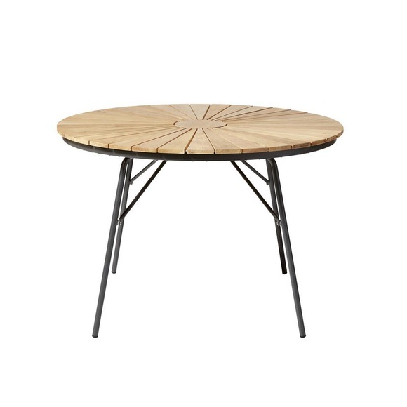 Gartentisch Ellen 110/110/74 cm Holz Teakfarben, Anthrazit rund 