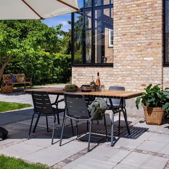 Gartentisch Parc 88/197,5/74 cm Holz Anthrazit, Naturfarben rechteckig 