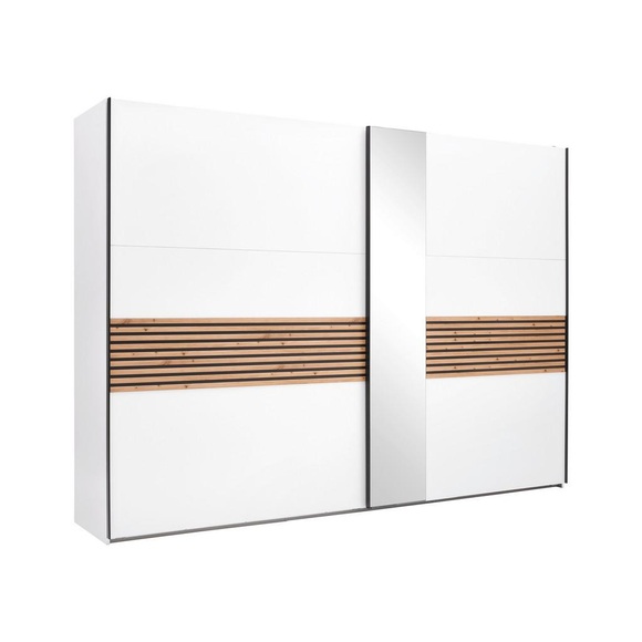 Schwebetürenschrank Leo Weiss/Graphit/Eiche Artisan